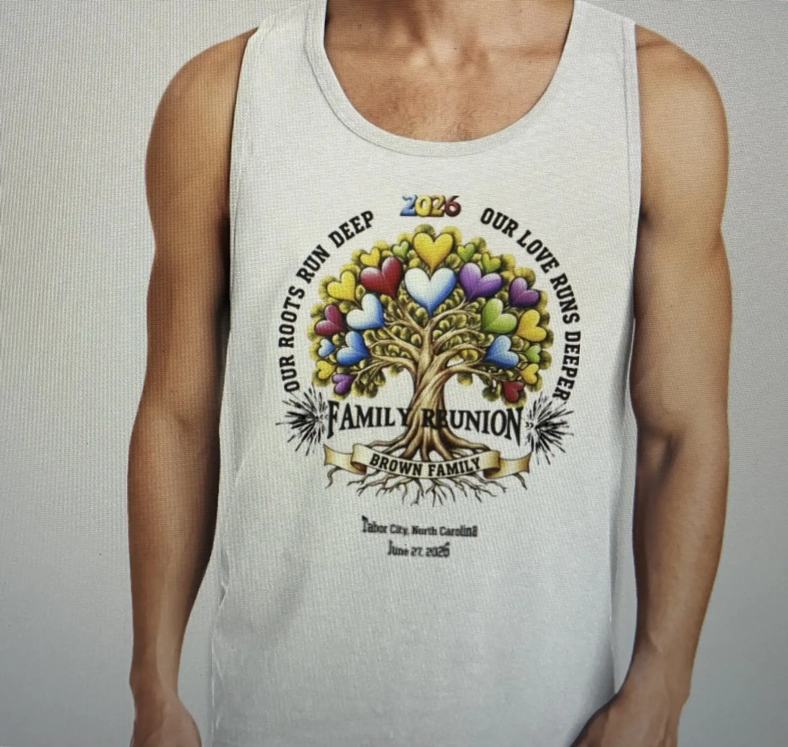Port & Company Core Cotton Tank — Brown Family Reunion 2026 design